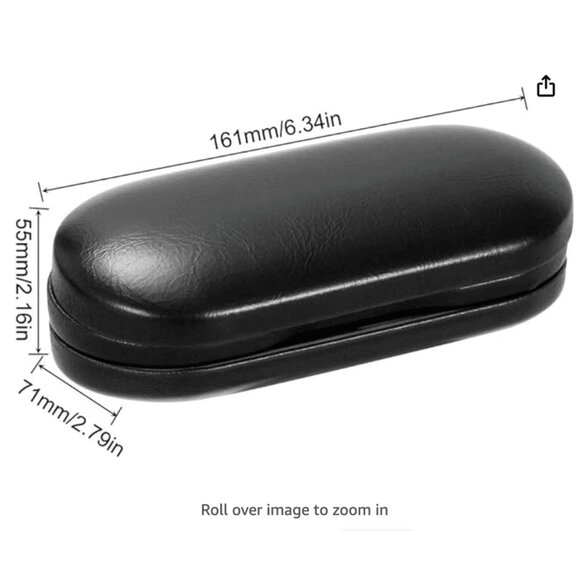 DOUBLE hard leather case for glasses and contact lenses (black) - Picture 2 of 5